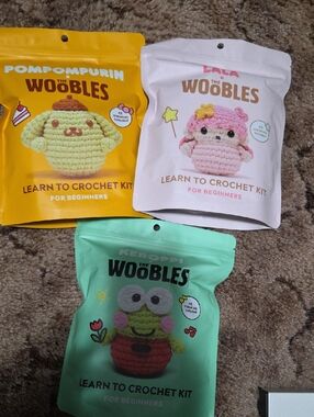 The Woobles Crochet Kit Trio - Yellow, Pink, Mint